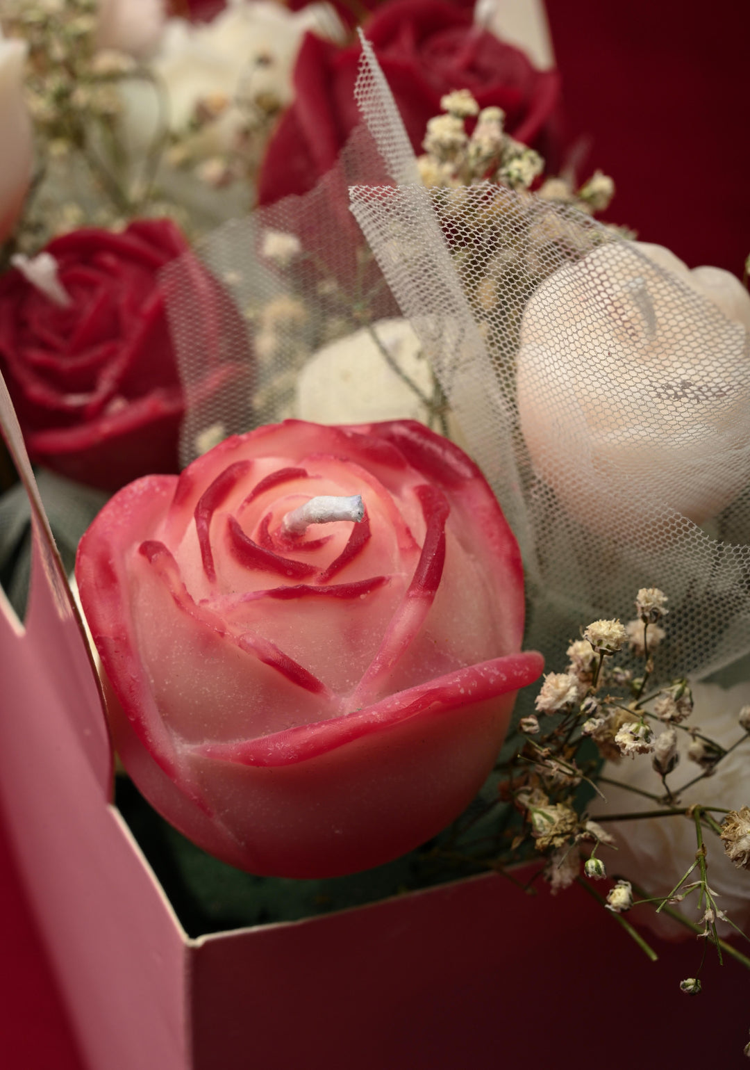 Rose Glow : 16 Candles Roses and Carnation Scented Candles Bouquet | SHOBITAM