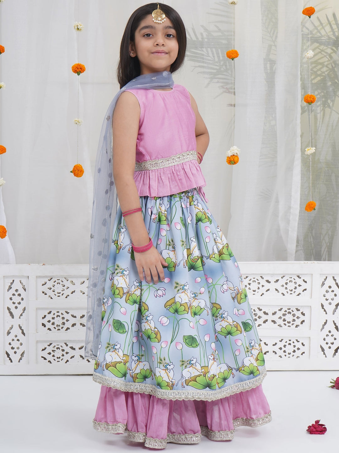 Girls Pious Kamdhenu Lehenga Set | SHOBITAM