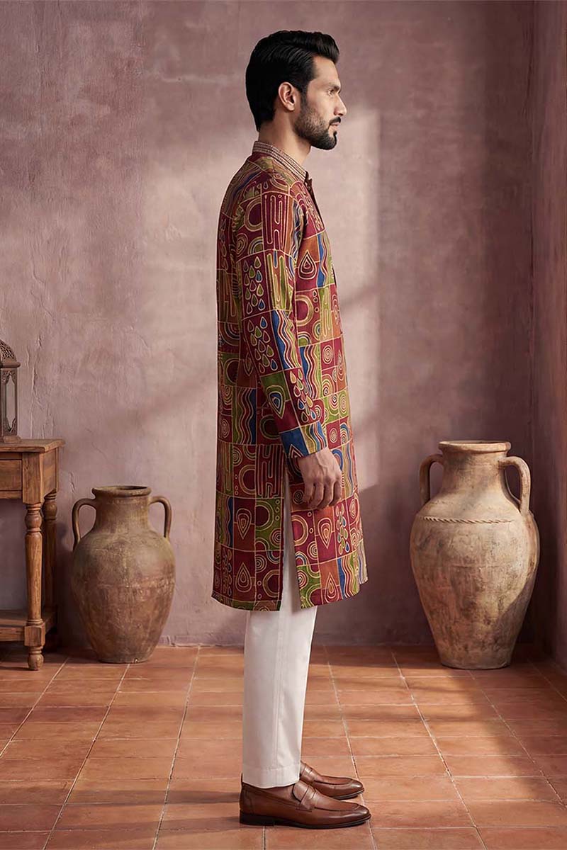 Viscose Rayon Multi Abstract Printed Calf Length Straight Kurta | SHOBITAM