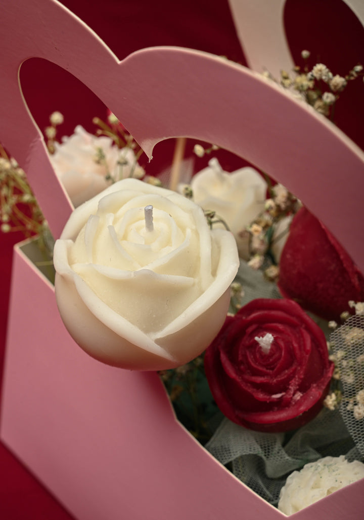 Rose Glow : 16 Candles Roses and Carnation Scented Candles Bouquet | SHOBITAM