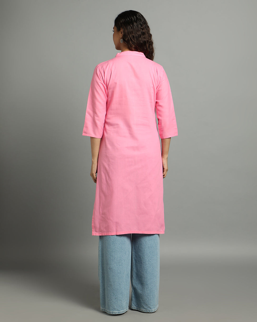 Baby Pink Kantha Cotton Kurta | SHOBITAM
