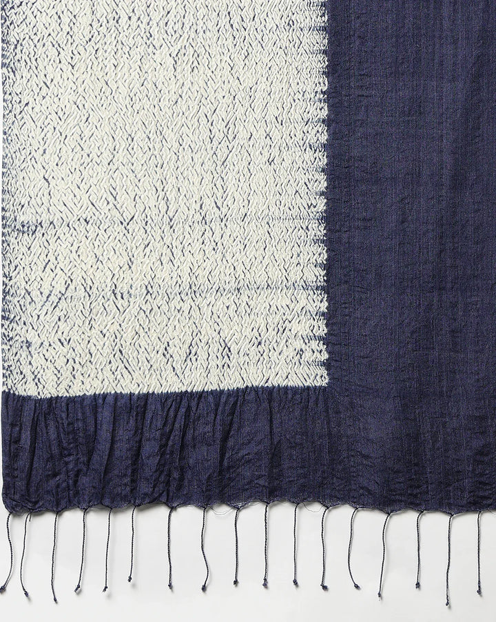 Indigo Hand Woven Pure Silk Shibori Stole