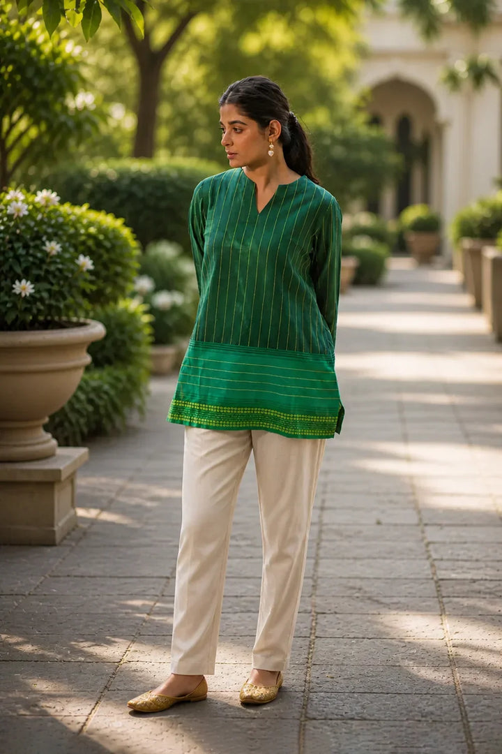 Green Pure Cotton Top | SHOBITAM