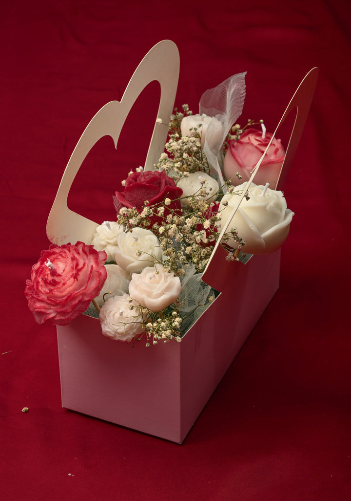 Rose Glow : 16 Candles Roses and Carnation Scented Candles Bouquet | SHOBITAM