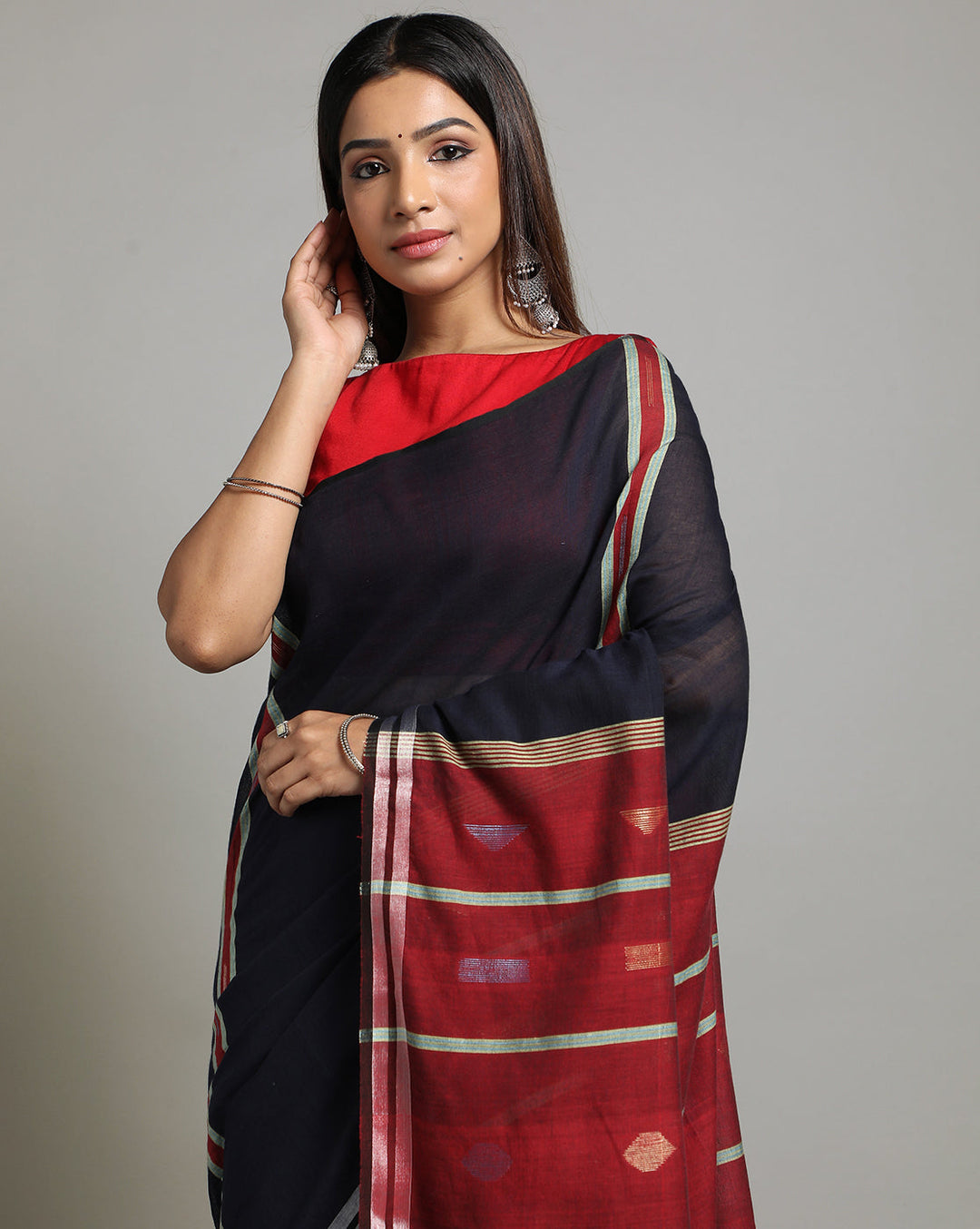 Handloom Jamdani Cotton Saree | SHOBITAM
