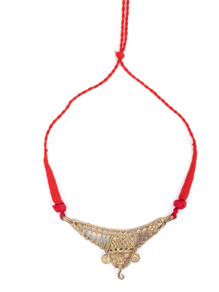 Handmade Red Ganesh Dokra Hasli Jewellery | SHOBITAM