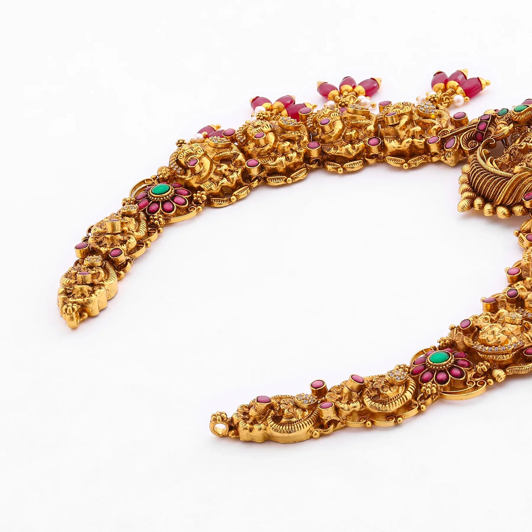 Pure 92.5 Silver, Gold Plated SriHari Shank Short Necklace