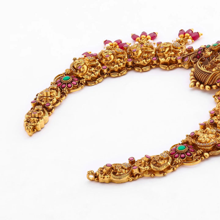 Pure 92.5 Silver, Gold Plated SriHari Shank Short Necklace