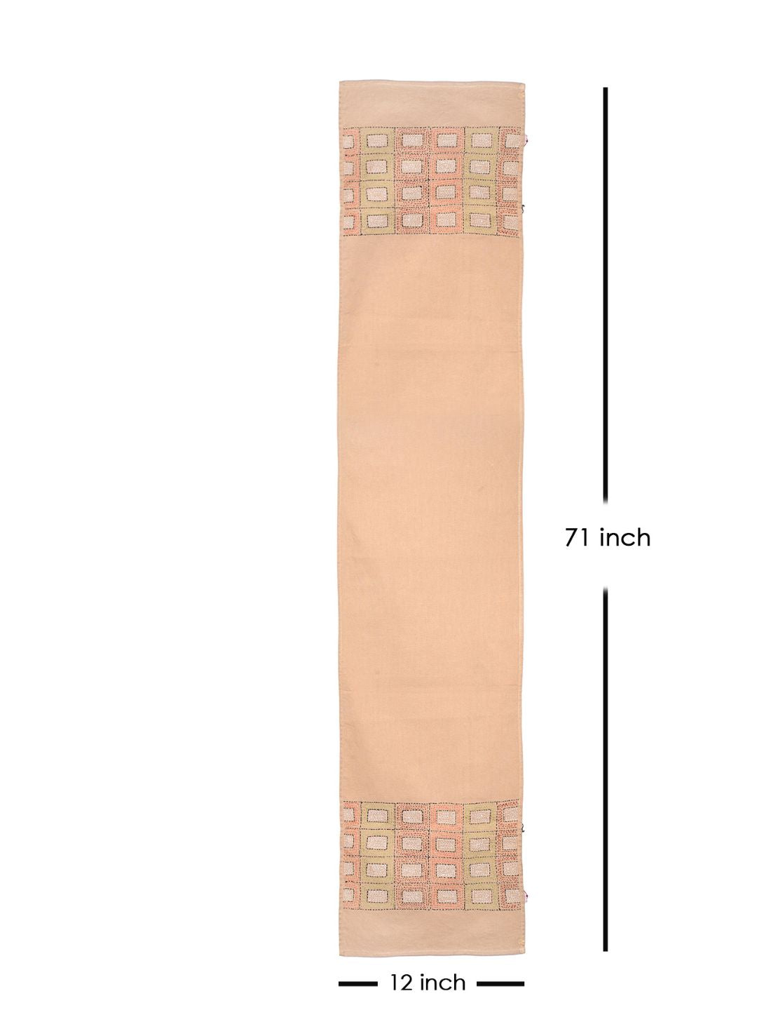 Beige Kantha Cotton Dining Table Runner | SHOBITAM
