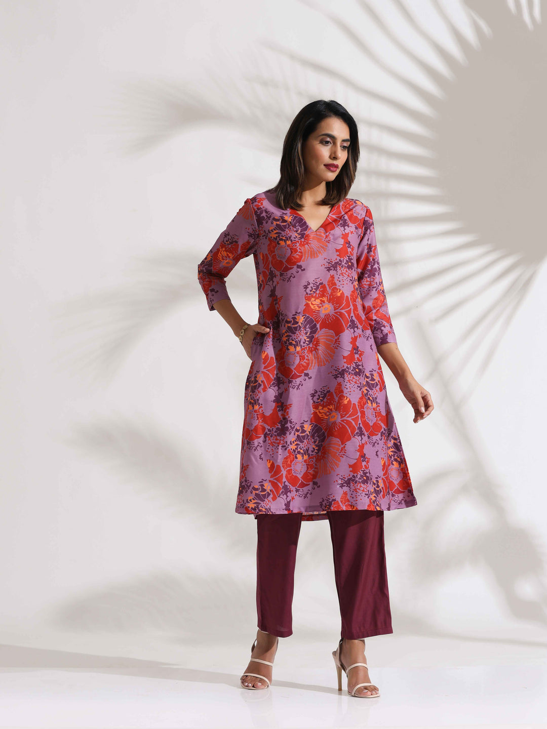 Purple Print Kurta Co-ord Set | SHOBITAM