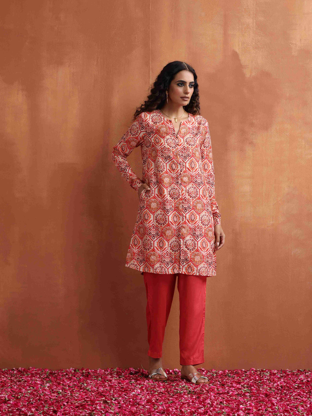 Beige Print Kurta Co-ord Set | SHOBITAM