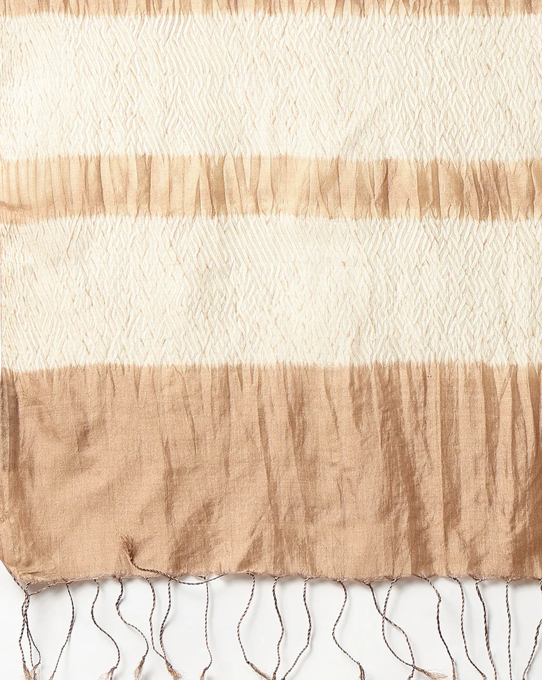 Ivory Beige Hand Woven Pure Silk Shibori Stole