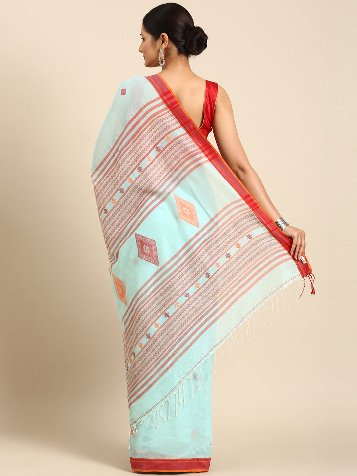 Handwoven Jacquard Weave Pure Cotton Assamese Saree | SHOBITAM