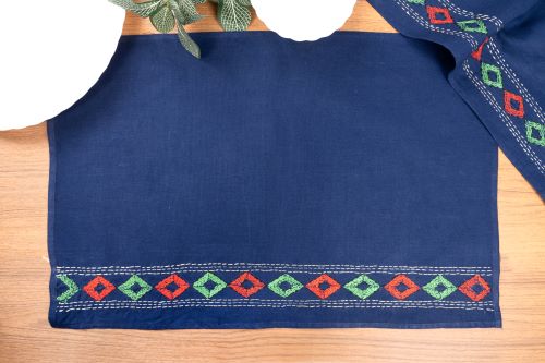 Blue, Red Kantha Cotton Table Mats- 4Pack | SHOBITAM