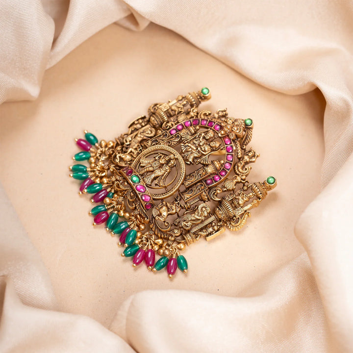 Pure 92.5 Silver, Gold Plated Raga of Radha-Krishna Pendant