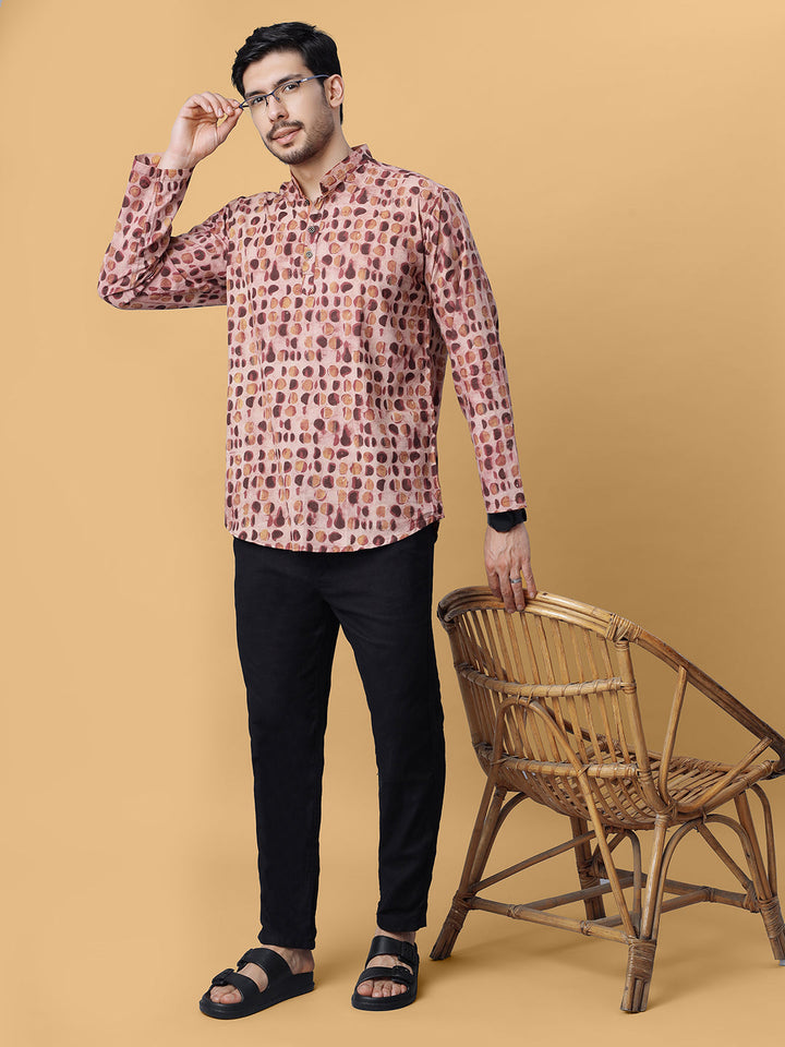 Gulel Ajrakh Hand Block Cotton Short Kurta in Rust