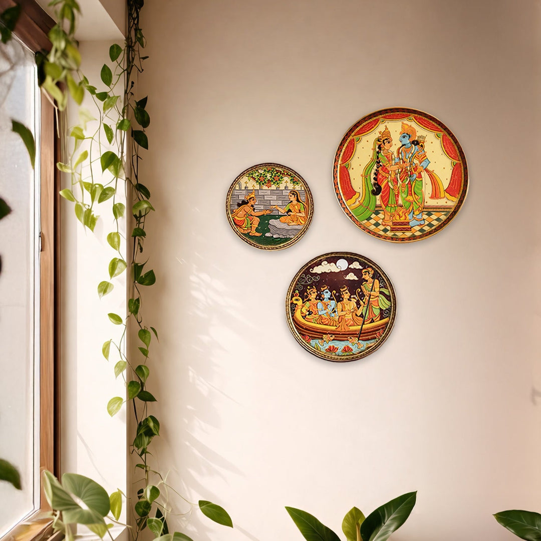 Ramayan Bengal Pattachitra Wall Plates -Set of 3