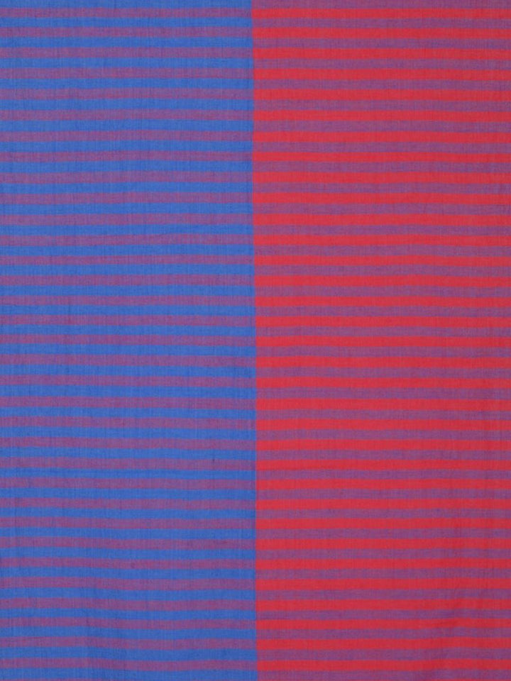 Blue Red Striped Cotton Door Curtain- Single Panel | SHOBITAM