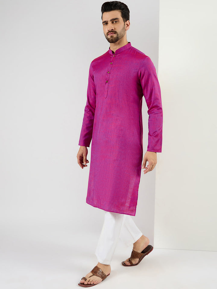 Pink Cotton Solid Woven Design Straight Kurta With Pant Set | SHOBITAM