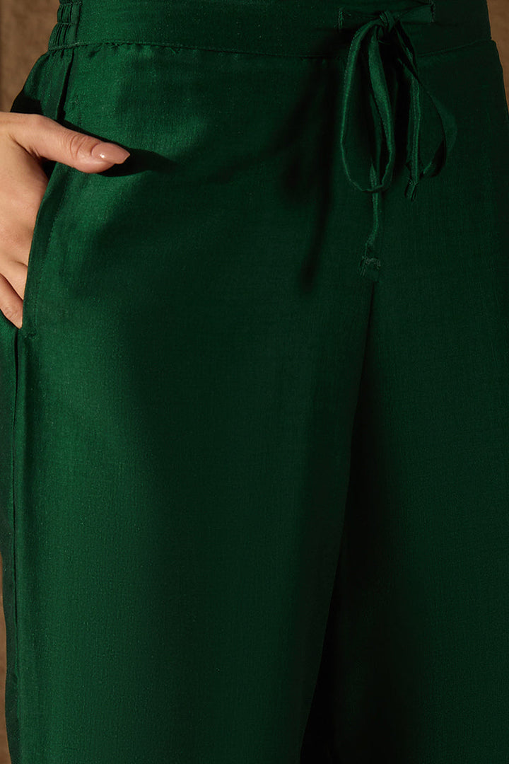 Green Silk Blend Embroidered Kurta Pant With Dupatta |SHOBITAM