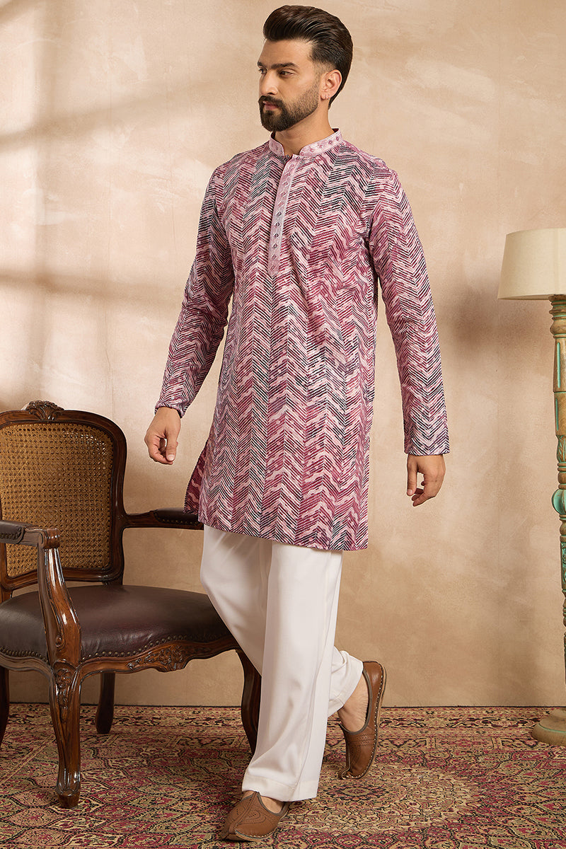 Maroon Silk Blend Solid Embroidered Straight Kurta | SHOBITAM