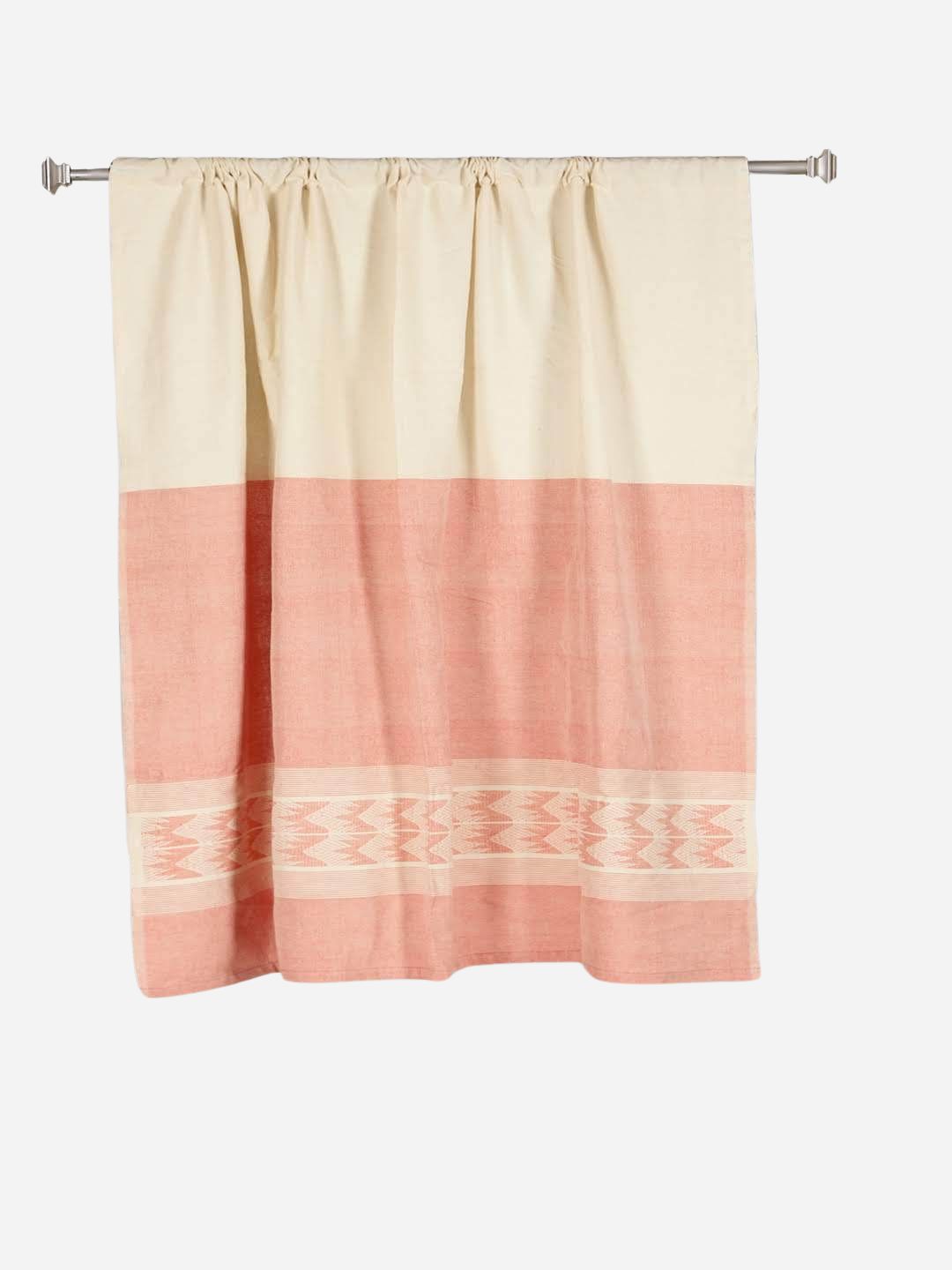 Ivory Pink Cotton Rod Pocket Curtain- Single Panel | SHOBITAM