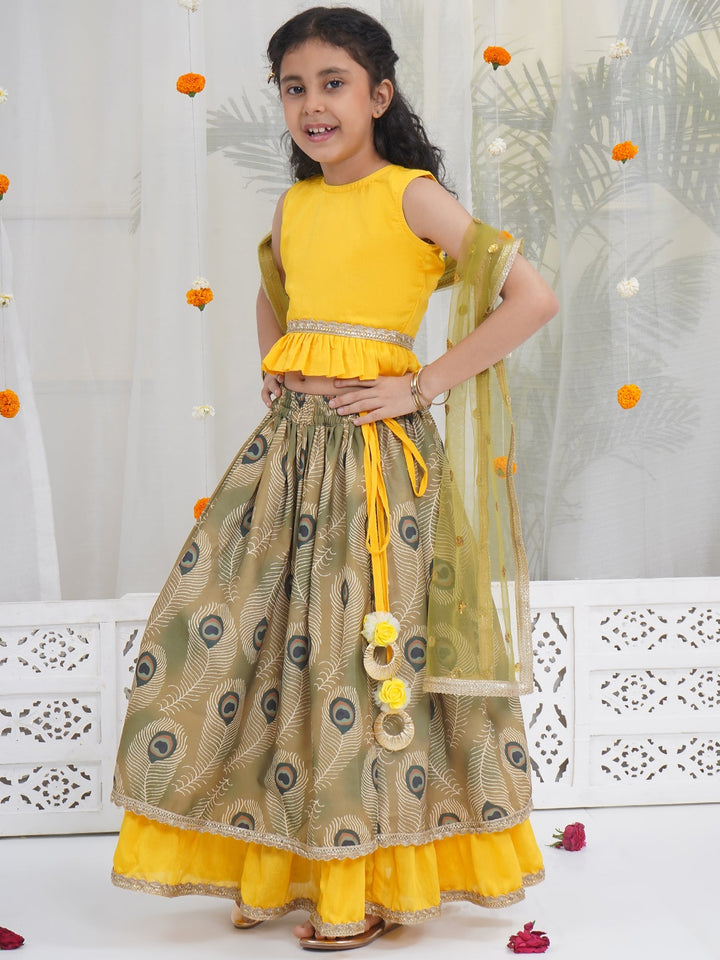 Girls Mor Pankh Lehenga Set | SHOBITAM