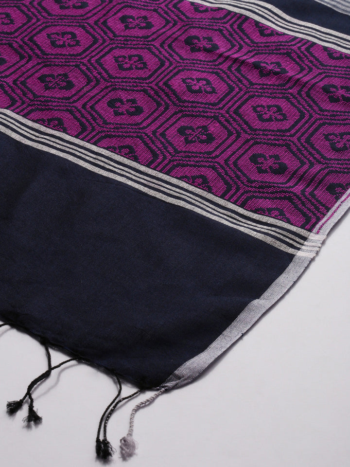 Grey Pink Toned Assamese Cotton Dupatta | SHOBITAM