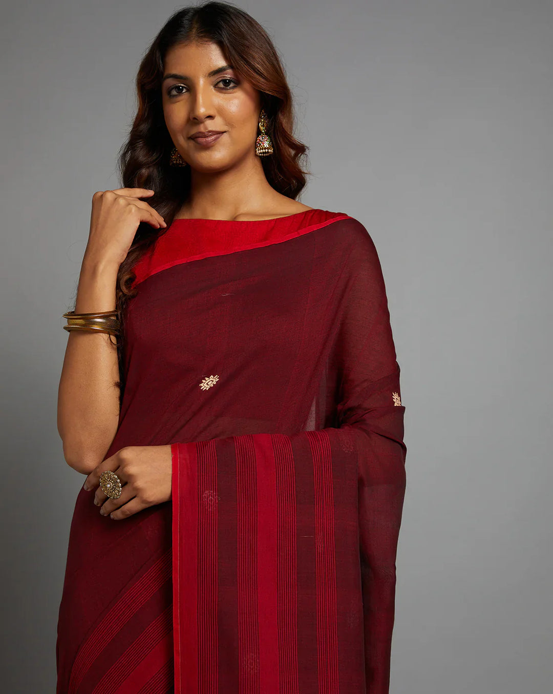 Red Handloom Cotton Baluchari Saree