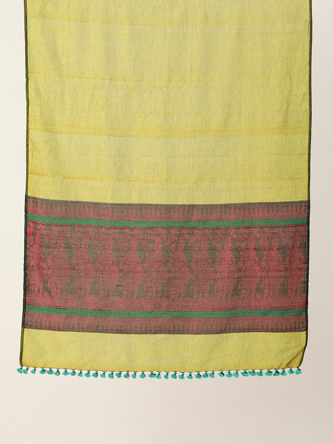Mustard Magenta Baluchari Silk cotton Dupatta | SHOBITAM