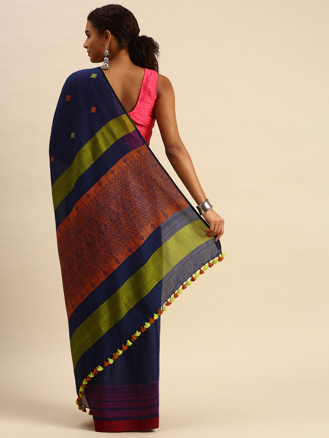 Hand woven Assamese Cotton Saree No Blouse Piece | SHOBITAM
