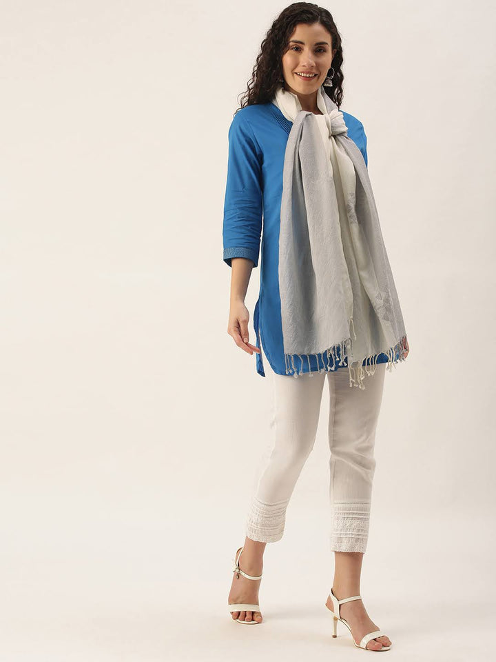 Handloom Jamdani Marino Wool Stole | SHOBITAM