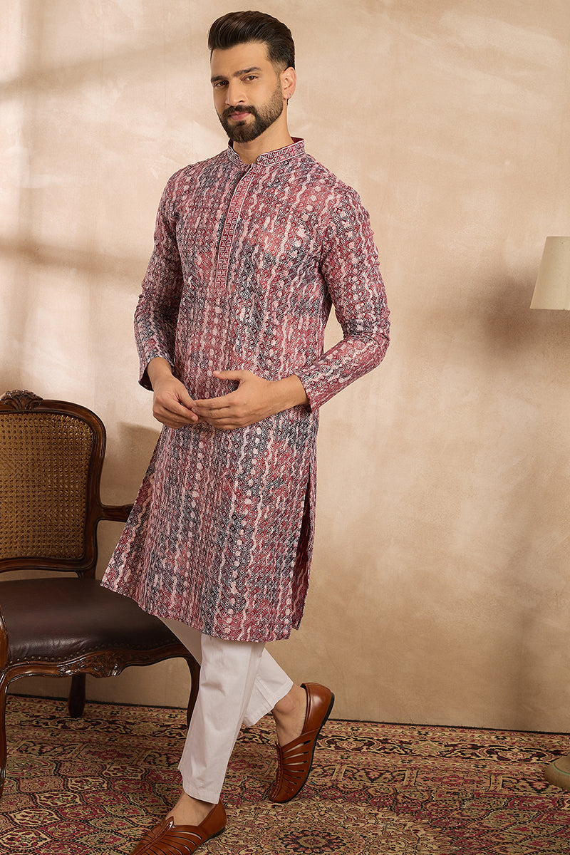 Brown Viscose Rayon Solid Printed Straight Kurta With Trouser | SHOBITAM