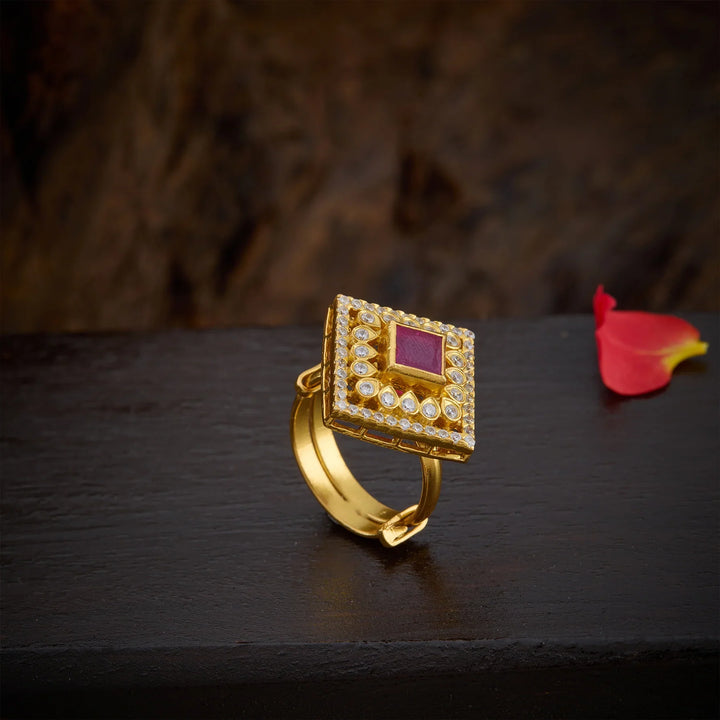 Pure 92.5 Silver, Gold Plated Sqarosa Ring