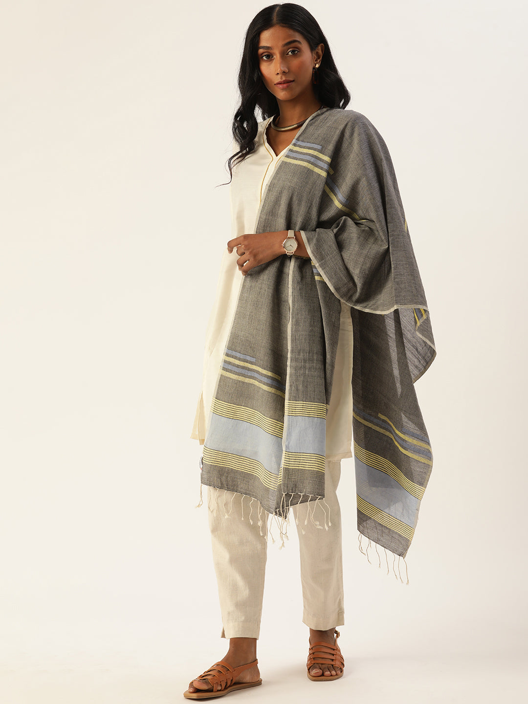 Handloom Jamdani Cotton Stole | SHOBITAM