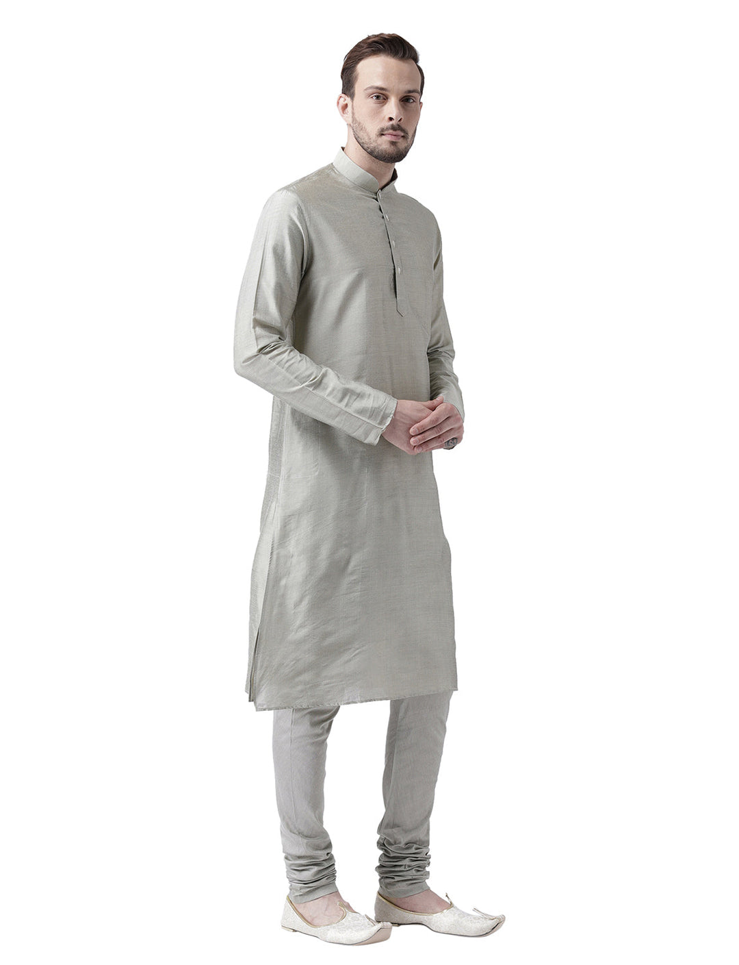 Silver Grey Solid Plain Kurta | SHOBITAM