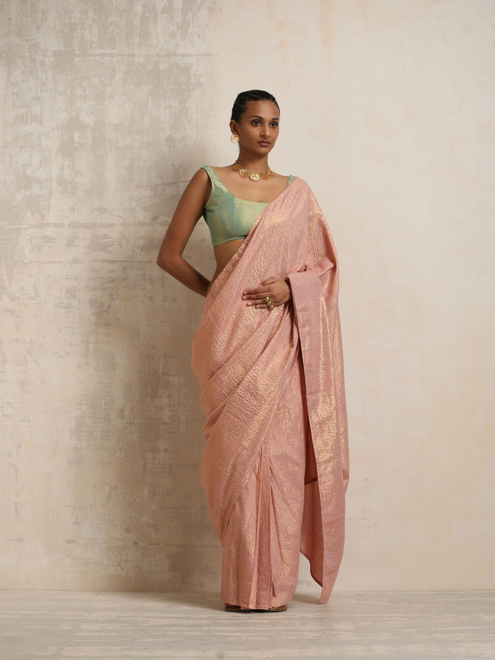 Pink Gold Lurex Saree | SHOBITAM