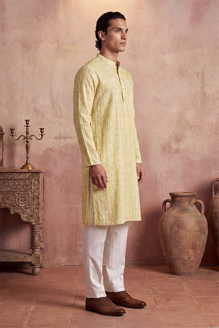 Mens Multi Silk Blend Abstract Printed Kurta With Trousers | SHOBITAM