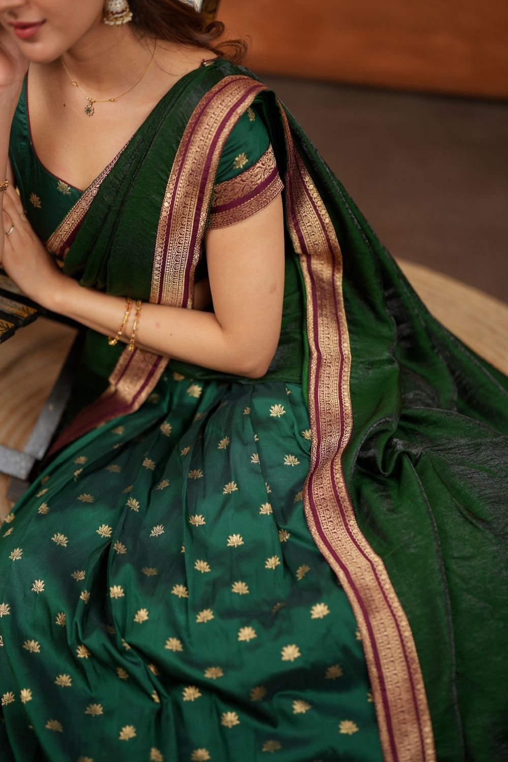 Shravya Green Halfsaree (Set of 3) | SHOBITAM