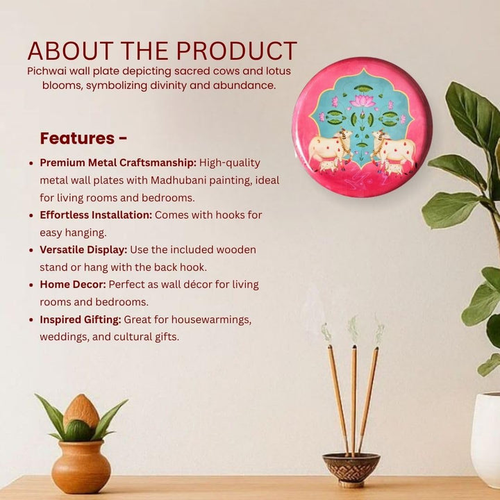 Pichwai Single Wall Plate with wooden Stand