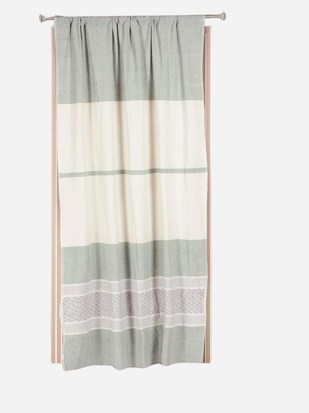 Sage Green Cotton Rod Pocket Door Curtain- Single Panel | SHOBITAM