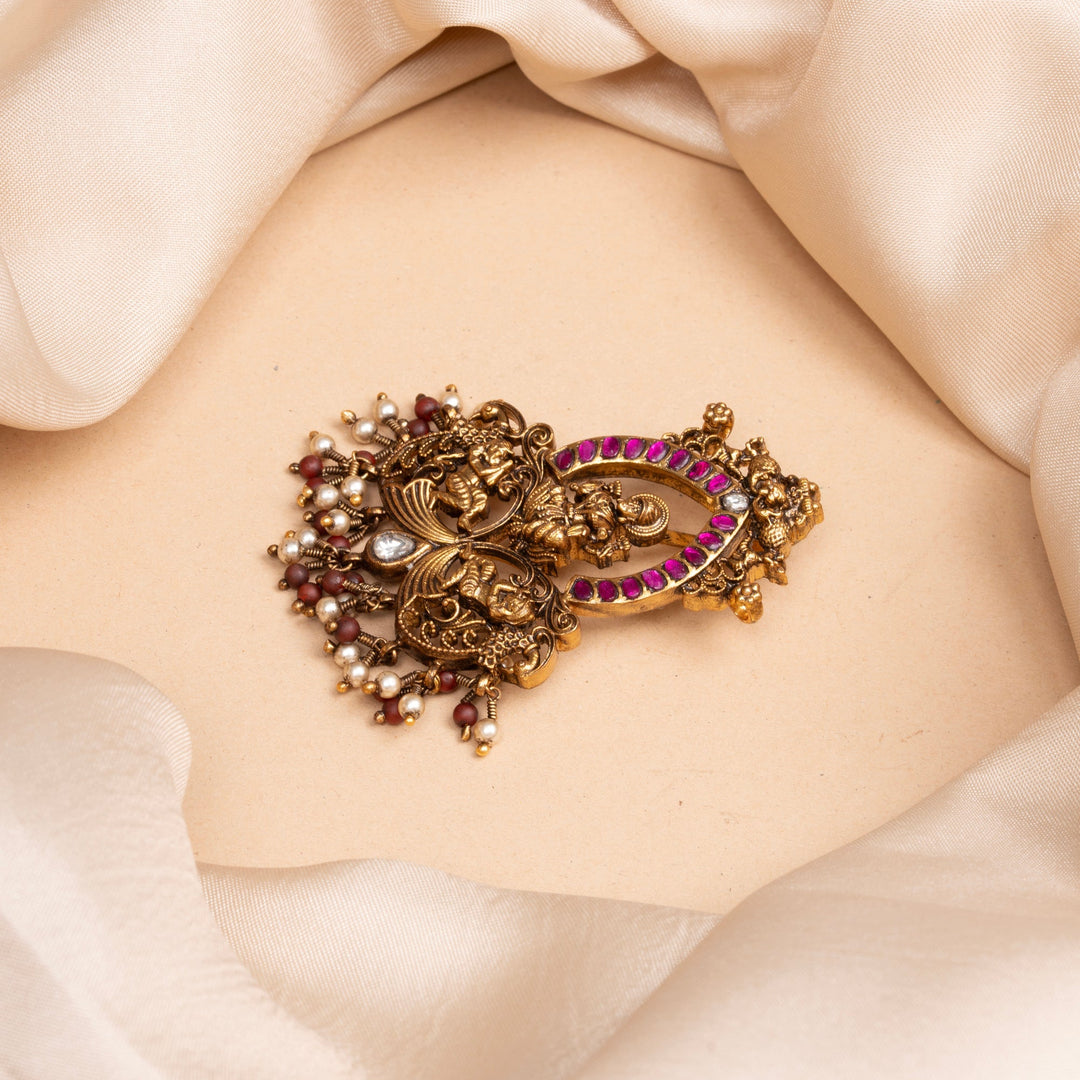 92.5 Silver, Gold Plated RupKamala Jadau Pendant | SHOBITAM