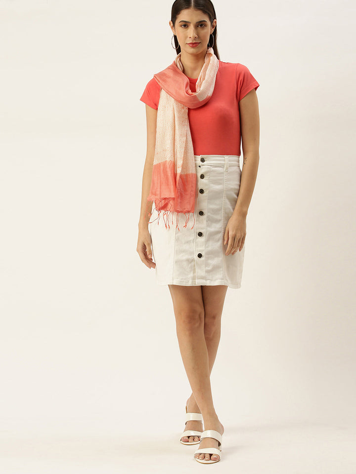 Rose Pink Woven Shibori Silk Stole | SHOBITAM