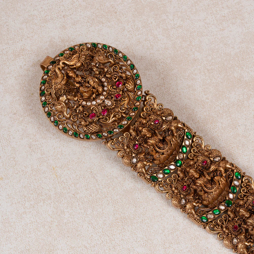 Pure 92.5 Silver, Gold Plated Gajalakshmi Mayura Jada