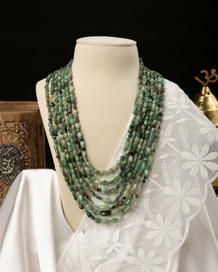 Panna Chandrika- Natural Emerald Satlada Mala | SHOBITAM