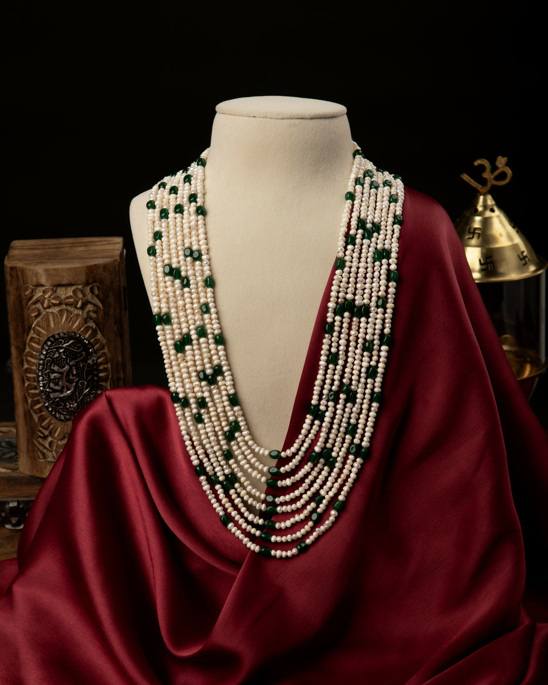 Pravaah – Eight Layer Green Onyx Mala | SHOBITAM