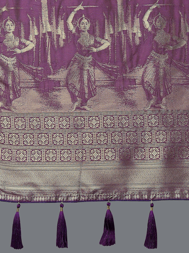 Cream Banarasi Semi Silk Saree With Zari Woven Design | SHOBITAM