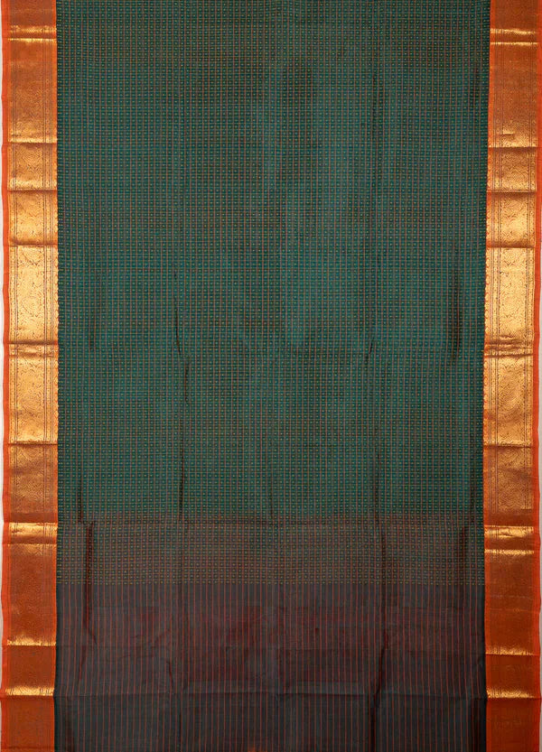 Hunter green With Red Lakshadeepam Kanchi Silk Cotton Saree