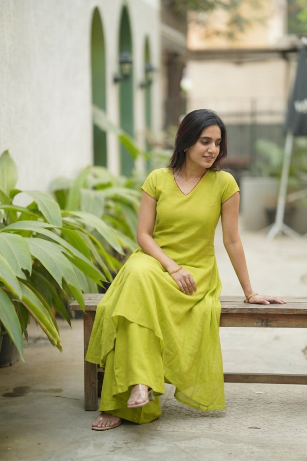 Nandhitha Lime Green Kurta Set ( Set of 2) | SHOBITAM