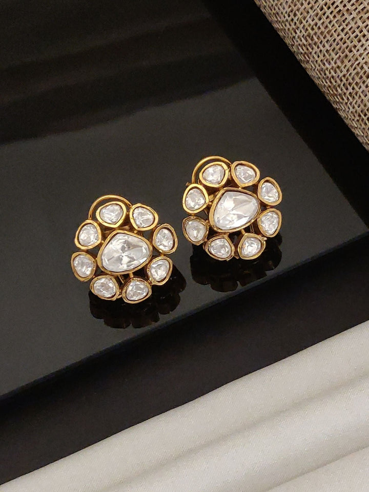Gold Plated Polki Studs Earring | SHOBITAM